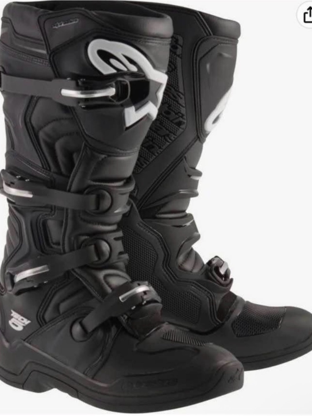 Alpinestars Black Motorcycle MX Boots with White Accents